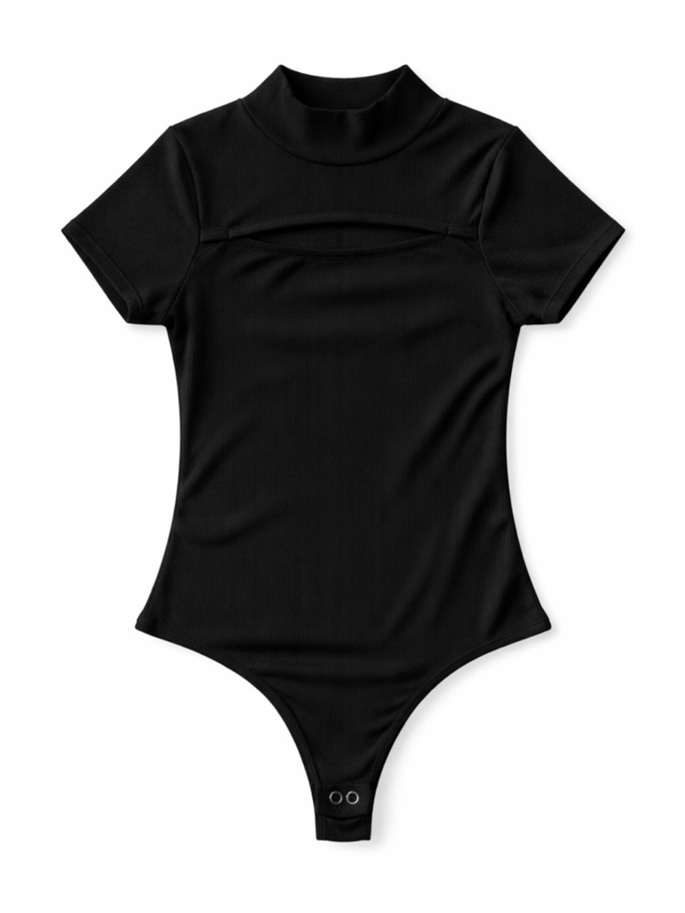 Poof! Black Short-Sleeve Women’s One-Piece Bodysuit Small